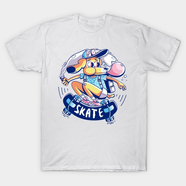 dog skater with gum T-Shirt by TADYSHOP